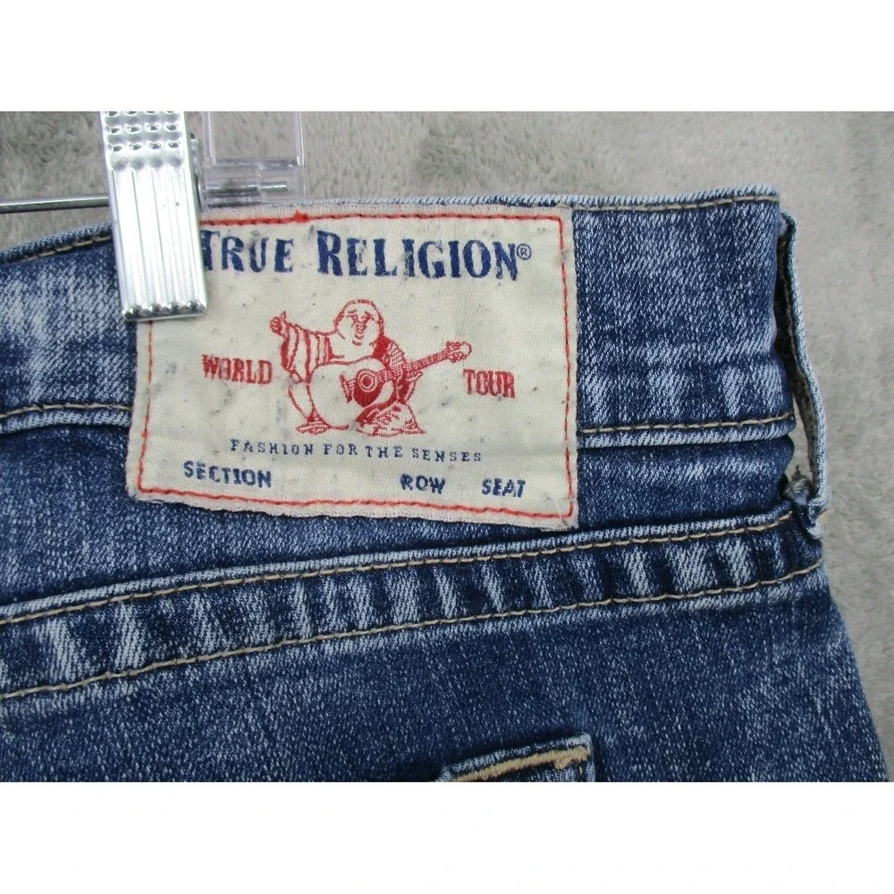 True Religion Jeans Mens 44 Geno Relaxed Slim Stretch Denim Medium Wash Logo
